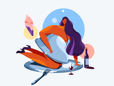 Taste me girl icecream illustration wine