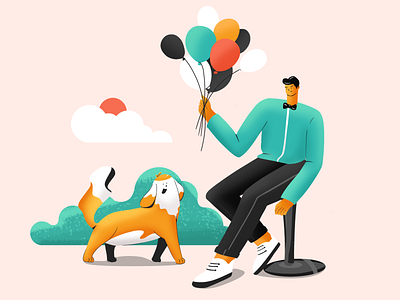 Give me a balloon balloon dog green illustration man