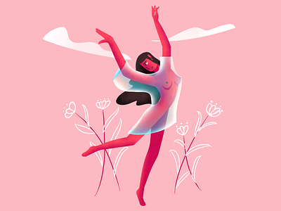 Dance girl girl illustration pink