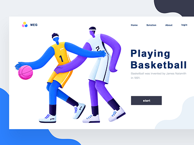 Playing Basketball illustration web