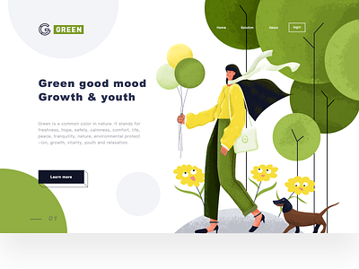 Green dog green gril illustration tree web