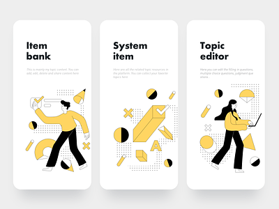 Illustration of item bank app education graphical illustration yellow
