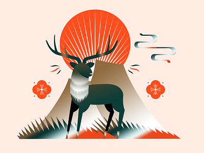 Deer branding print design typography