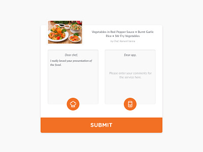 The comment card card design comment food tech hyperlocal rating review ui web