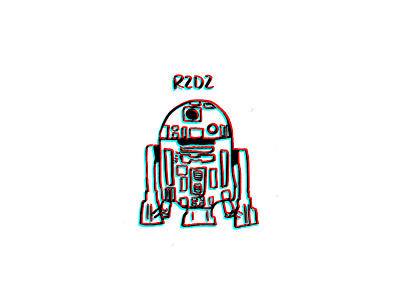 3DR2D2 anaglyphic hand drawn r2d2 star wars