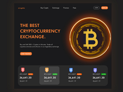 Crypto Exchange Hero Section crypto exchange crypto ui cryptocurrency exchange landing page money exchange ui ui ux