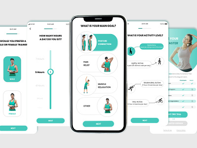 Onboarding UI Design for Text Neck Anrdoid App anroid app ui app ui app uiux appui ux ios app mobile app ui neck posture text neck ui ui ux