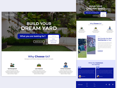 Soliscape - Yard Service Provider Landing Page design graphic design landing page landing page design lawn service ui ui ux yard service