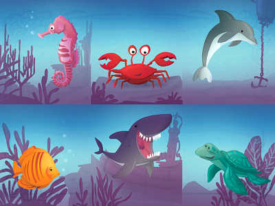 Submerged characters children games illustration ocean story