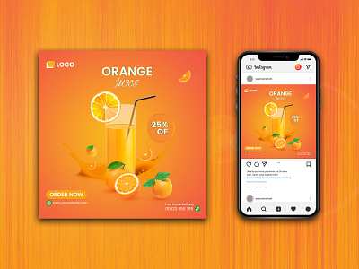 Social Media Orange Juice Banner Template banner design graphic design graphic designer illustration instagram post banner juic banner motion graphics orang post banner social media post social media post banner template vector