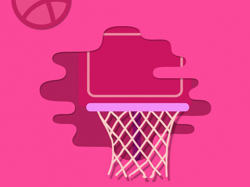 Hello dribble! animation ball basketball debut dribble flat gif invite line pink shot star