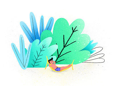 Summertime beach blue boy flower green illustration nature web