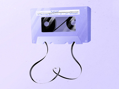 Oldschool cassette illustration 2d art draw flat illustration music oldschool play playlist record retro tape violet