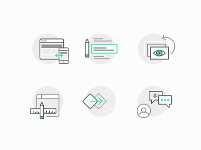 Features Icons archiving blogging editor iconography icons identity illustrations integrations line responsive support svg