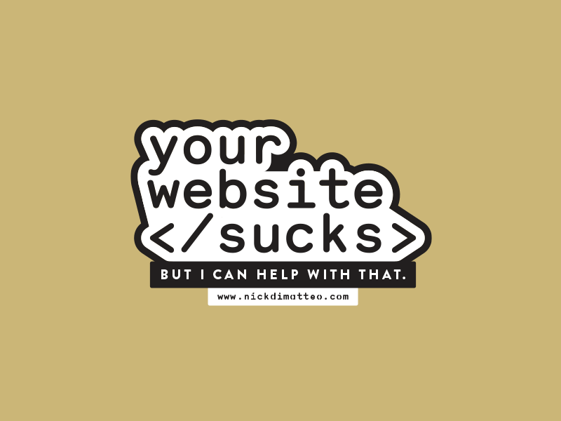 Your Website Sucks! branding funny promotion sticker