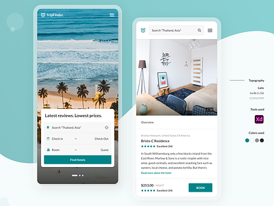Hotel Finding & Booking App app basic design design details page homepage minimal ui user experience user interface ux