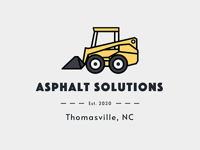 Asphalt Solutions asphalt branding concrete design equipment grading heavy machinery illustration logo machinery paving road sketch skid steer