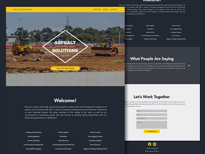 Asphalt Solutions Web Design asphalt branding concrete design experience flat grading land scaping logo minimal paving responsive road single page scroll sketch ui user web design web development