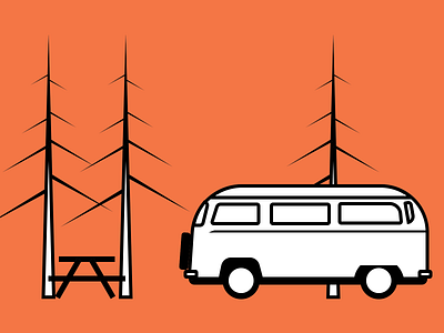 Get Out There camping design flat illustration minimal outdoors sketch van vector