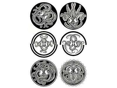 Octopus Logo badge blackandwhite circle faber castell illustration logo octopus patch staedler