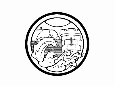 Moraira blackandwhite castle circle faber castell illustration logo moraira patch staedler wave