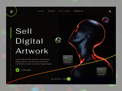 Digital Artwork Home page abode app design figma mobile app redesign ui ui ux ux webdesign
