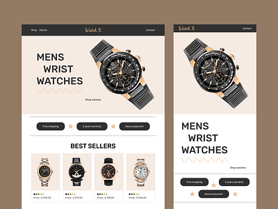 Men Wrist Watches Landing Page app figma home page landing page redesign ui ui ux ux website design