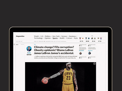 theguardian –– Digital Newspaper –– Sports application digital lebron james newspaper theguardian ui uiux user experience user interface ux web design