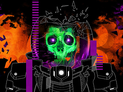 Space Wraith alien horror lowbrow monster pop surrealism retro futurism sci fi science fiction skeleton skull ufo