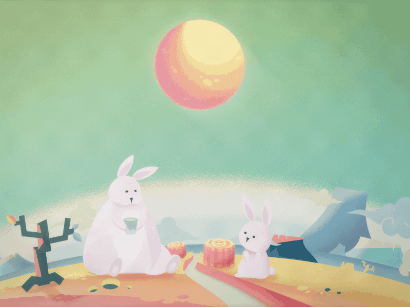 Happy Mid-Autumn Festival! gif holiday moon rabbit texture