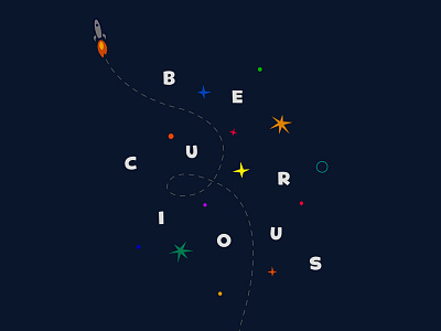 "Be Curious" Wallpaper colorful fun kids rocket space wallpaper