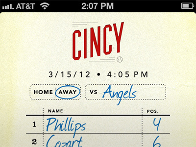 Cincy Lineup 1.0 app baseball cincinnati cincy iphone reds typography