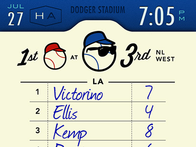 Dodgers Lineup App apps ballpark baseball dodgers illustration iphone typography