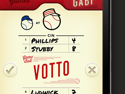 GABP Lineup Card baseball cincinnati cincy handwritten ios iphone reds typography