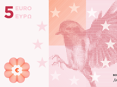 €5 banknote currency euro europe money typography