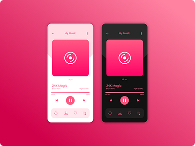 Music App app dark music pink ui
