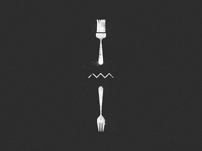 Art Over Dinner Logo art brush dinner fork icon logo over paint stamp zigzag