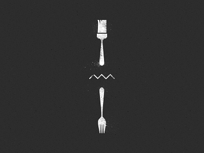 Art Over Dinner Logo art brush dinner fork icon logo over paint stamp zigzag