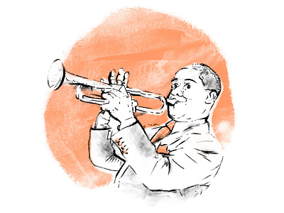 Satchmo armstrong editorial illustration louis one color satchmo spot color texture trumpet