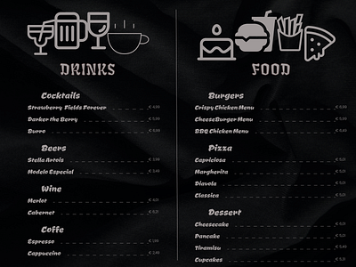 DailyUI Challenge:Day43 - Food/Drink Menu