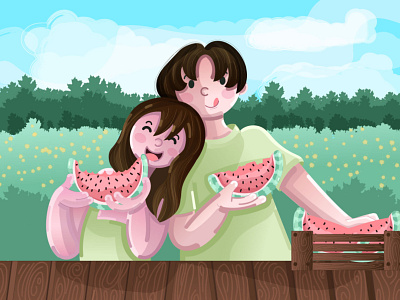 Happy couple date - vector illustration art artwork background book character cookies couple cream date editorial happy illustration landscape people scene