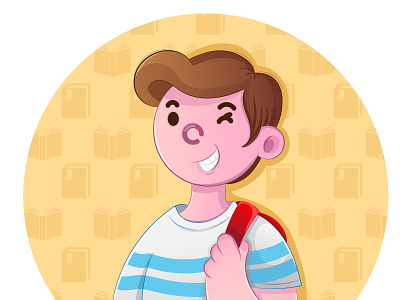 Boy happy, back to school - vector illustration art artwork back to book boy character cookies editorial illustration school student vector