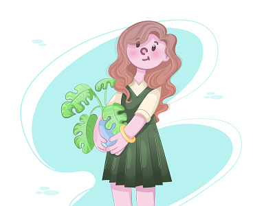 Plant lover - vector illustration art artwork book character cookies editorial girl green illustration lover plant vector