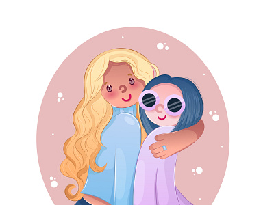 Best friends hug - vector illustration