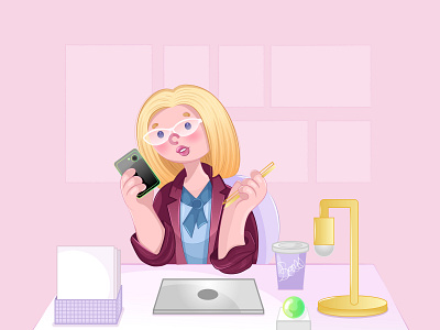 Boss girl working - vector illustration