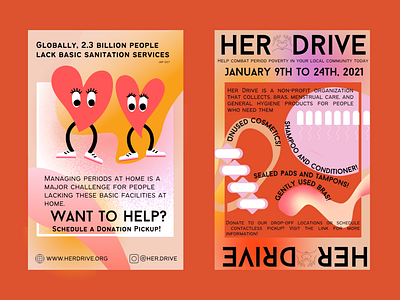 Her Drive - Warren, NJ bantayog baron canva design gradient grain her drive illustration marketing period period poverty pink red reproductive health