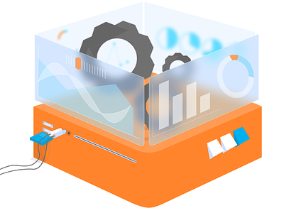 Data Dashboard Mechanics Illustration adobe xd graphic design illustration opaque orange