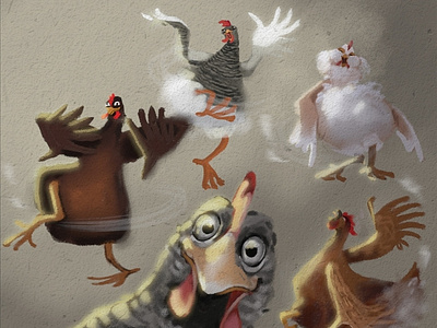 Funny hens animal cute illustration digital art funny hen hens illustration kids illustration