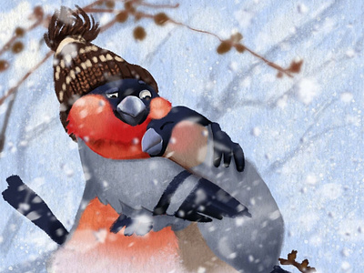 Snowbirds christmas mood cute digital art illustration kids illustration newyear snow snowbird snowbirds winter зима зима близко новогоднее настроение снегири