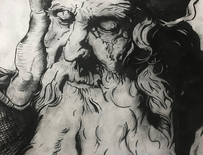 Recreating thought art black and white charcoal drawing illustration